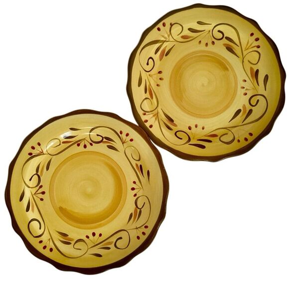 Home Trends Other - Home Trends Italian Villa Stoneware Dinner Plates Set Of 2 Berries Scrolls